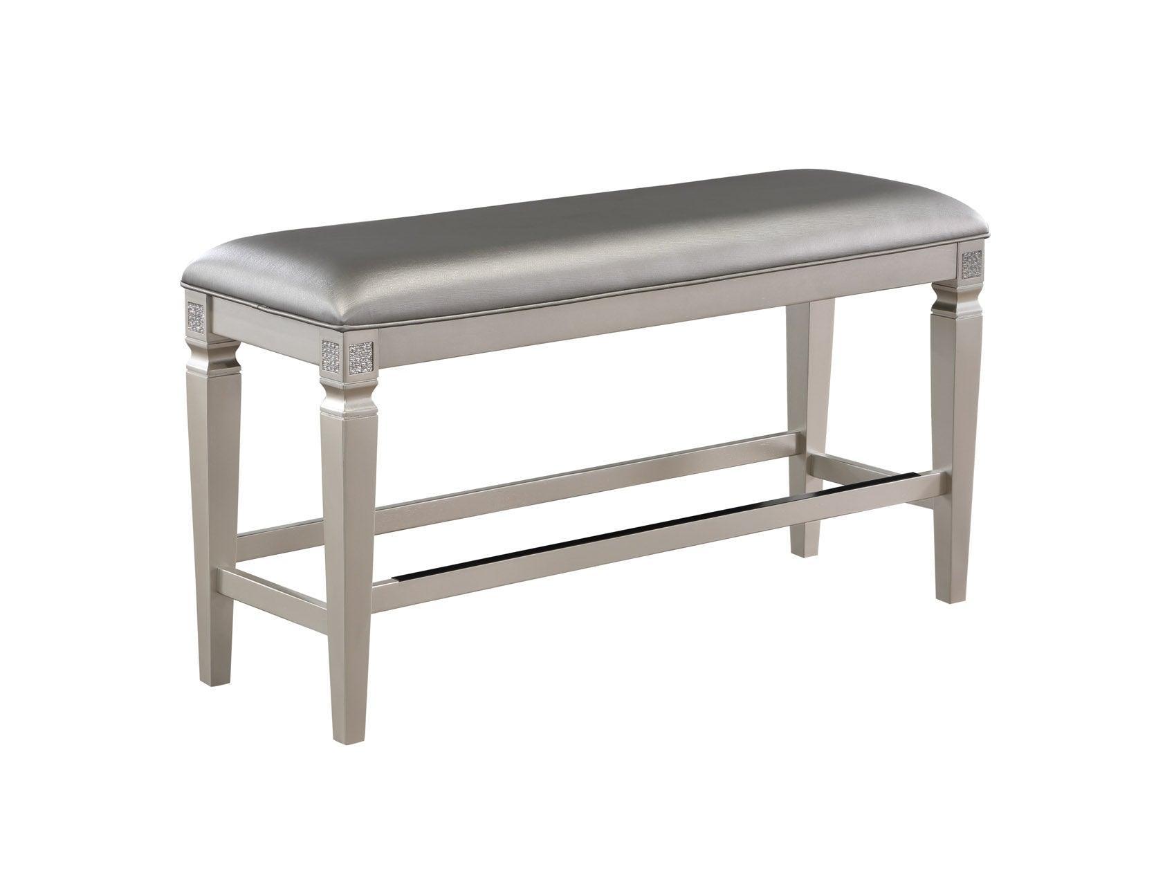 Klina Silver Modern Faux Leather Seat Rectangular Counter Height Dining Room Set - Ella Furniture