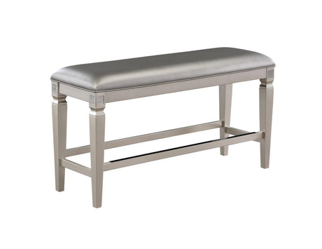 Klina Silver Modern Faux Leather Seat Rectangular Counter Height Dining Room Set - Ella Furniture