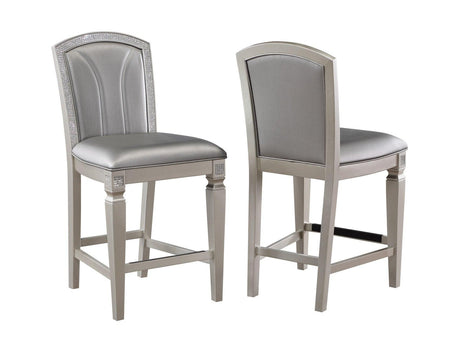 Klina Silver Modern Faux Leather Seat Rectangular Counter Height Dining Room Set - Ella Furniture