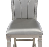 Klina Silver Modern Faux Leather Seat Rectangular Counter Height Dining Room Set - Ella Furniture