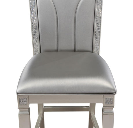 Klina Silver Modern Faux Leather Seat Rectangular Counter Height Dining Room Set - Ella Furniture