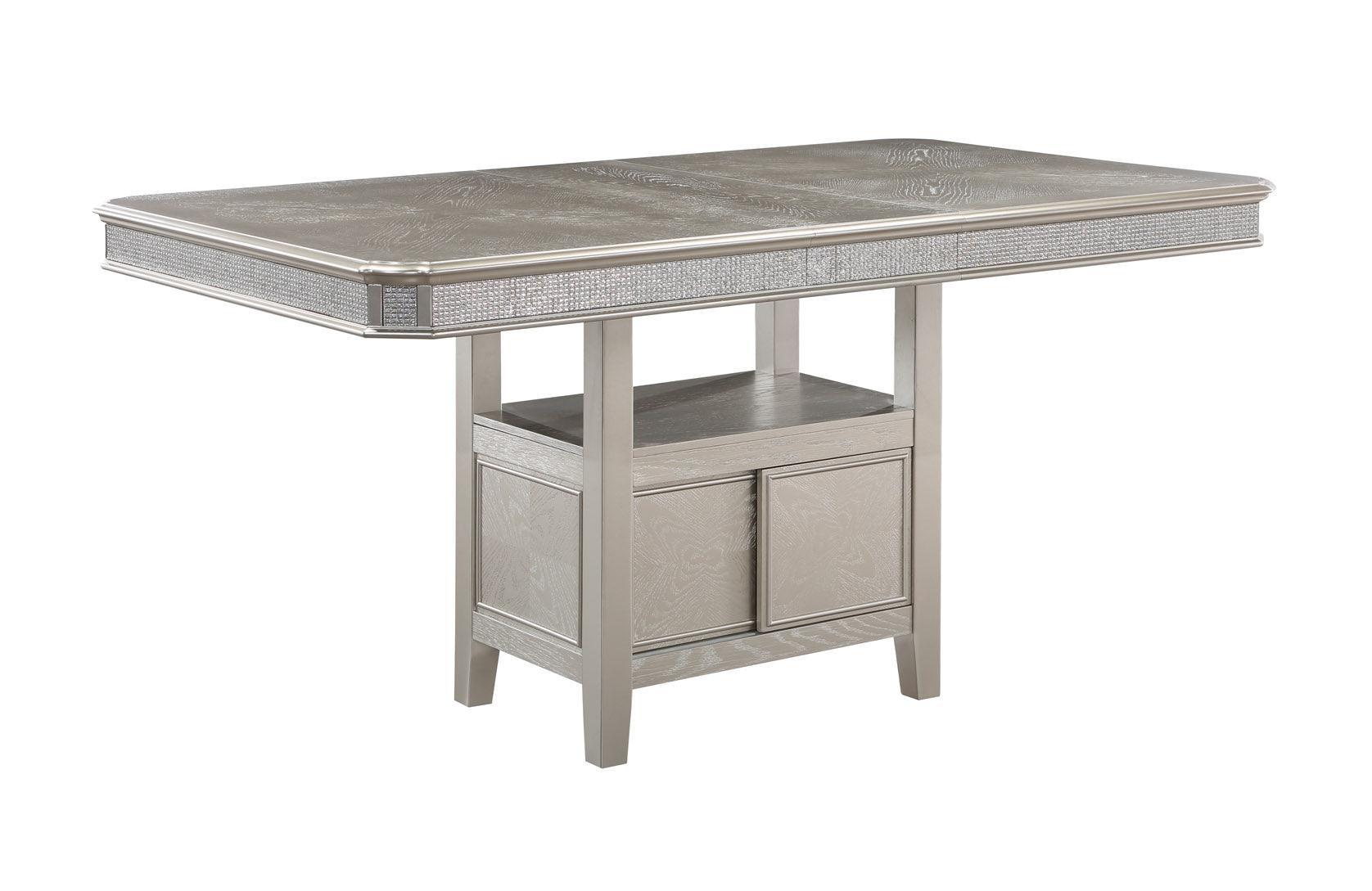 Klina Silver Modern Faux Leather Seat Rectangular Counter Height Dining Room Set - Ella Furniture