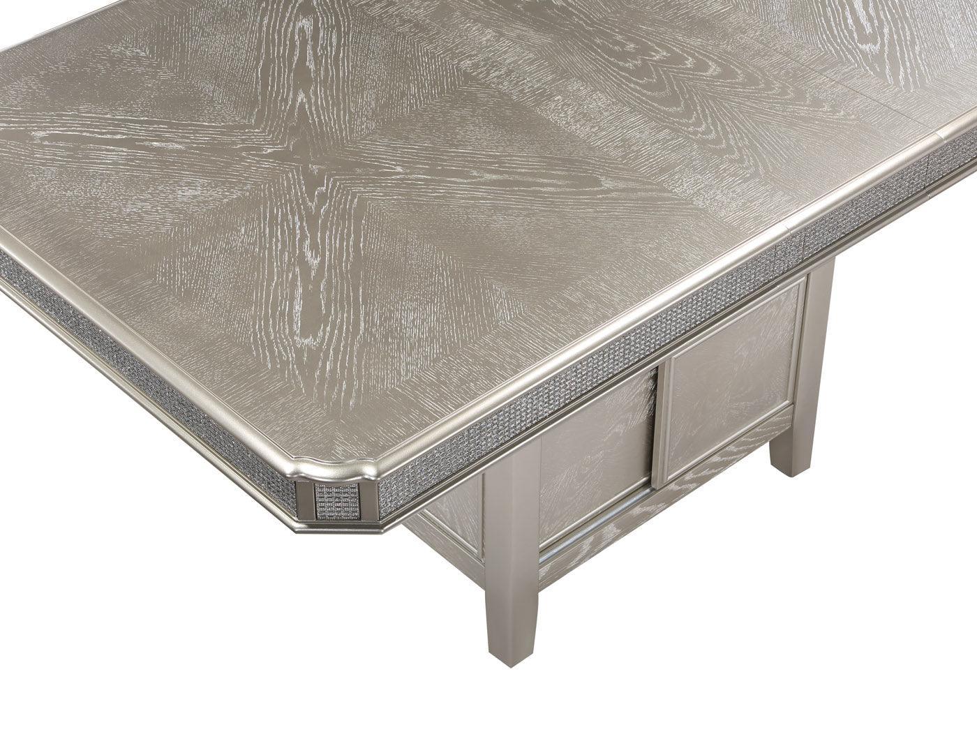 Klina Silver Modern Faux Leather Seat Rectangular Counter Height Dining Room Set - Ella Furniture