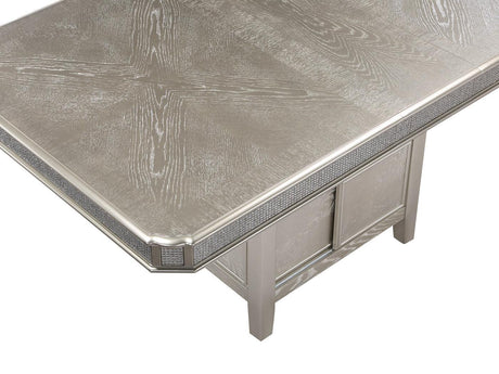Klina Silver Modern Faux Leather Seat Rectangular Counter Height Dining Room Set - Ella Furniture