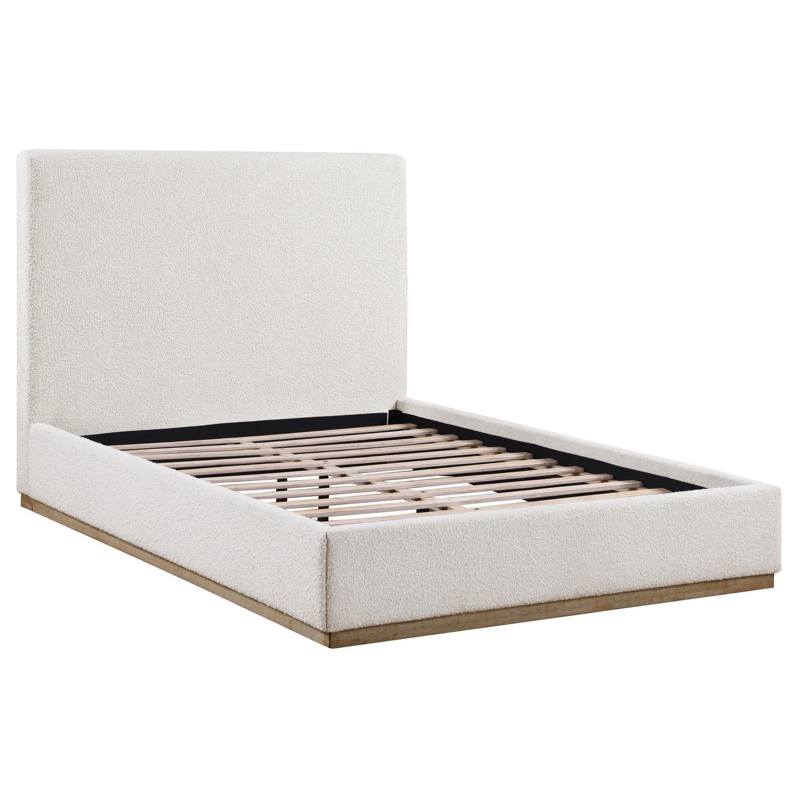 Knox Upholstered Queen Platform Bed Cream 302053Q - Ella Furniture