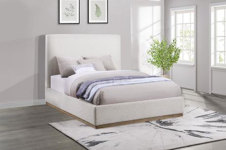 Knox Upholstered Queen Platform Bed Cream 302053Q - Ella Furniture