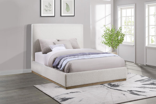 Knox Upholstered Queen Platform Bed Cream 302053Q - Ella Furniture