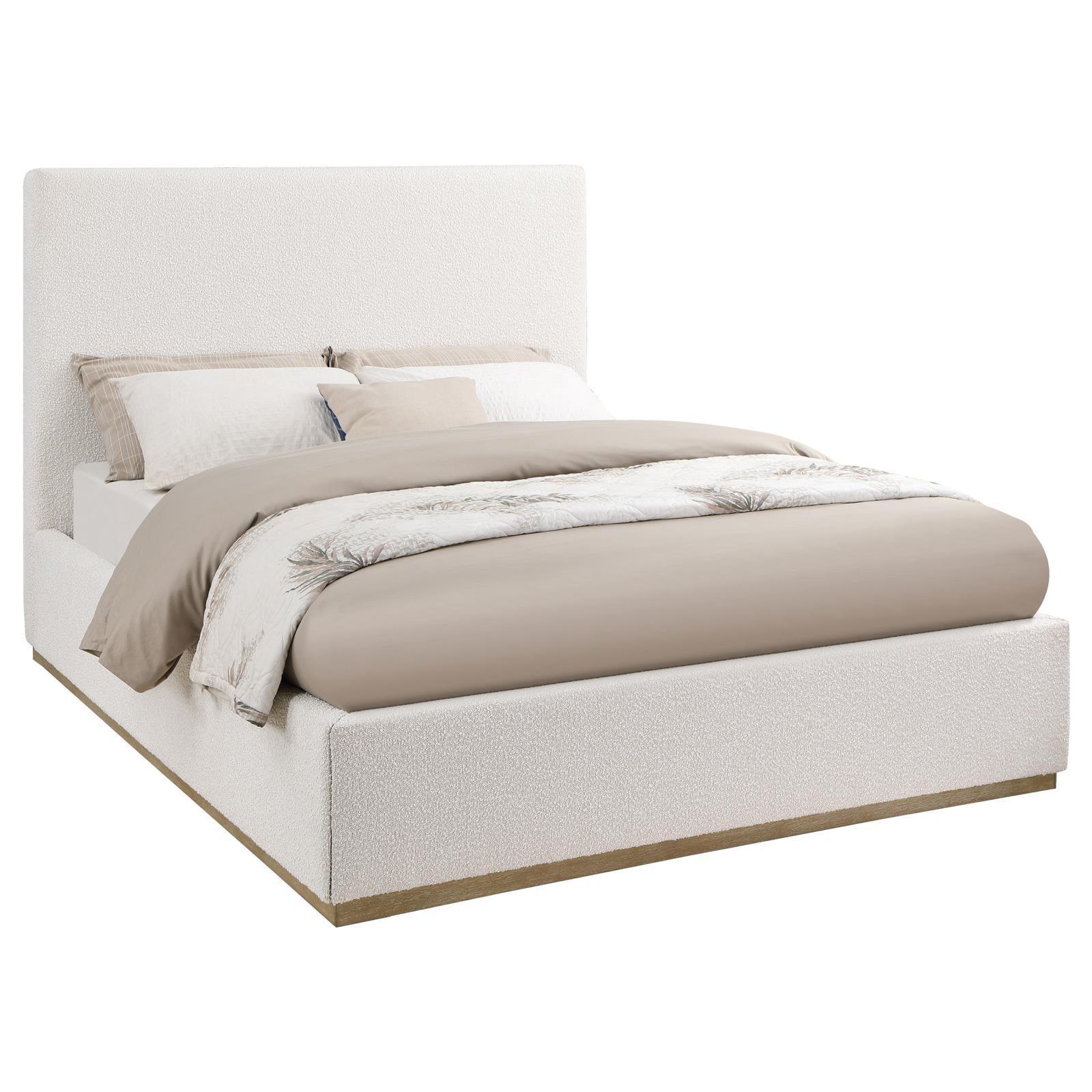 Knox Upholstered Queen Platform Bed Cream 302053Q - Ella Furniture