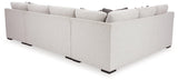 Koralynn Stone 3-Piece Sectional With Ottoman - Ella Furniture