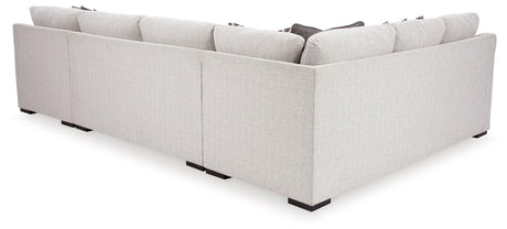 Koralynn Stone 3-Piece Sectional With Ottoman - Ella Furniture
