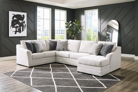 Koralynn Stone 3-Piece Sectional With Ottoman - Ella Furniture