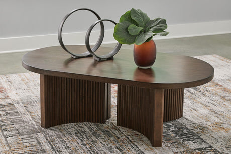 Korestone Dark Brown Coffee Table with 1 End Table from Ella Furniture