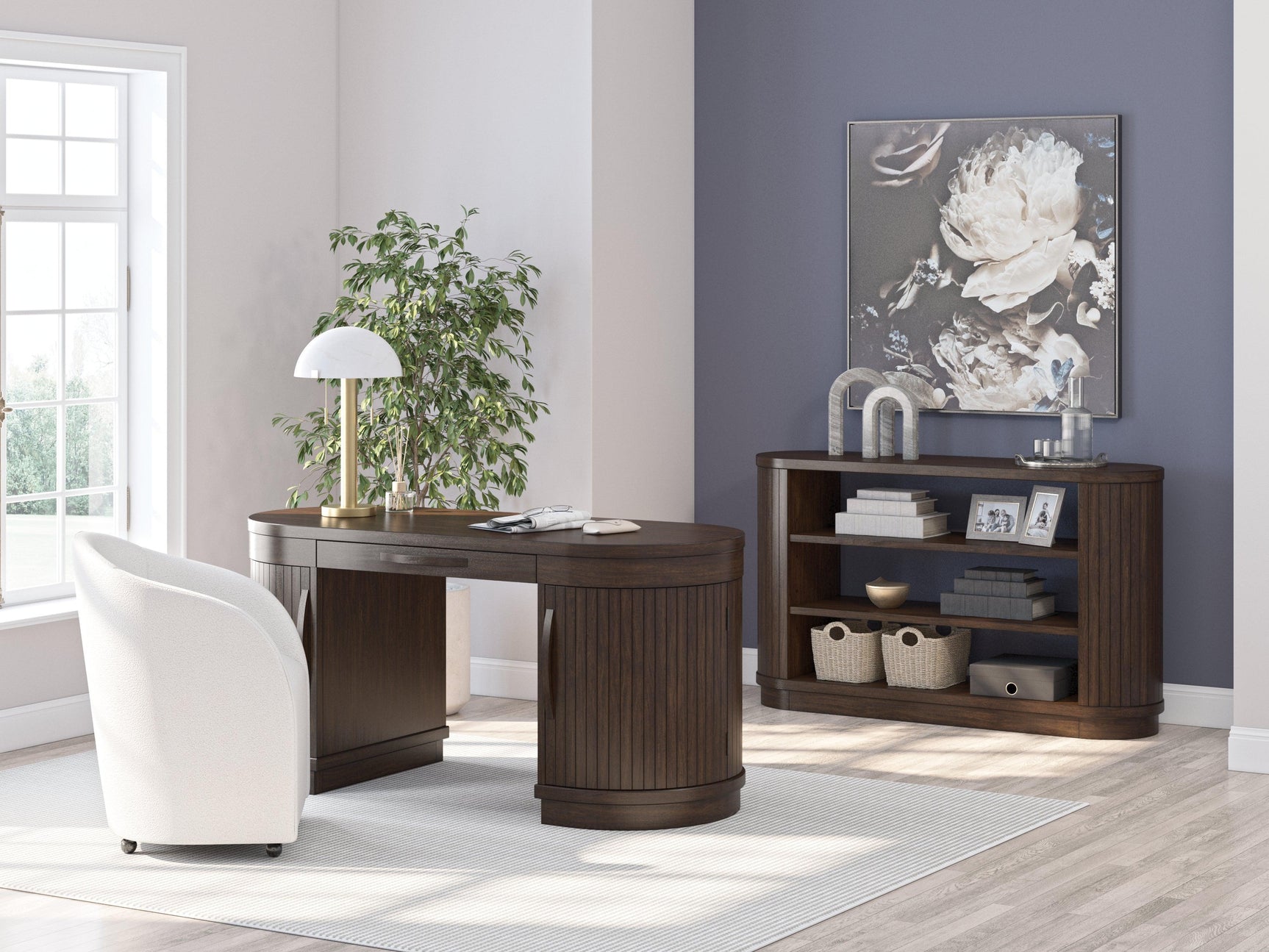 Korestone Warm Brown Home Office Desk with Chair and Storage - Ella Furniture