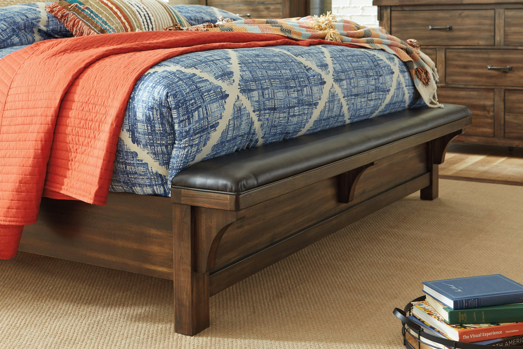 Lakeleigh Brown Panel Upholstered Bench Bedroom Set - Ella Furniture