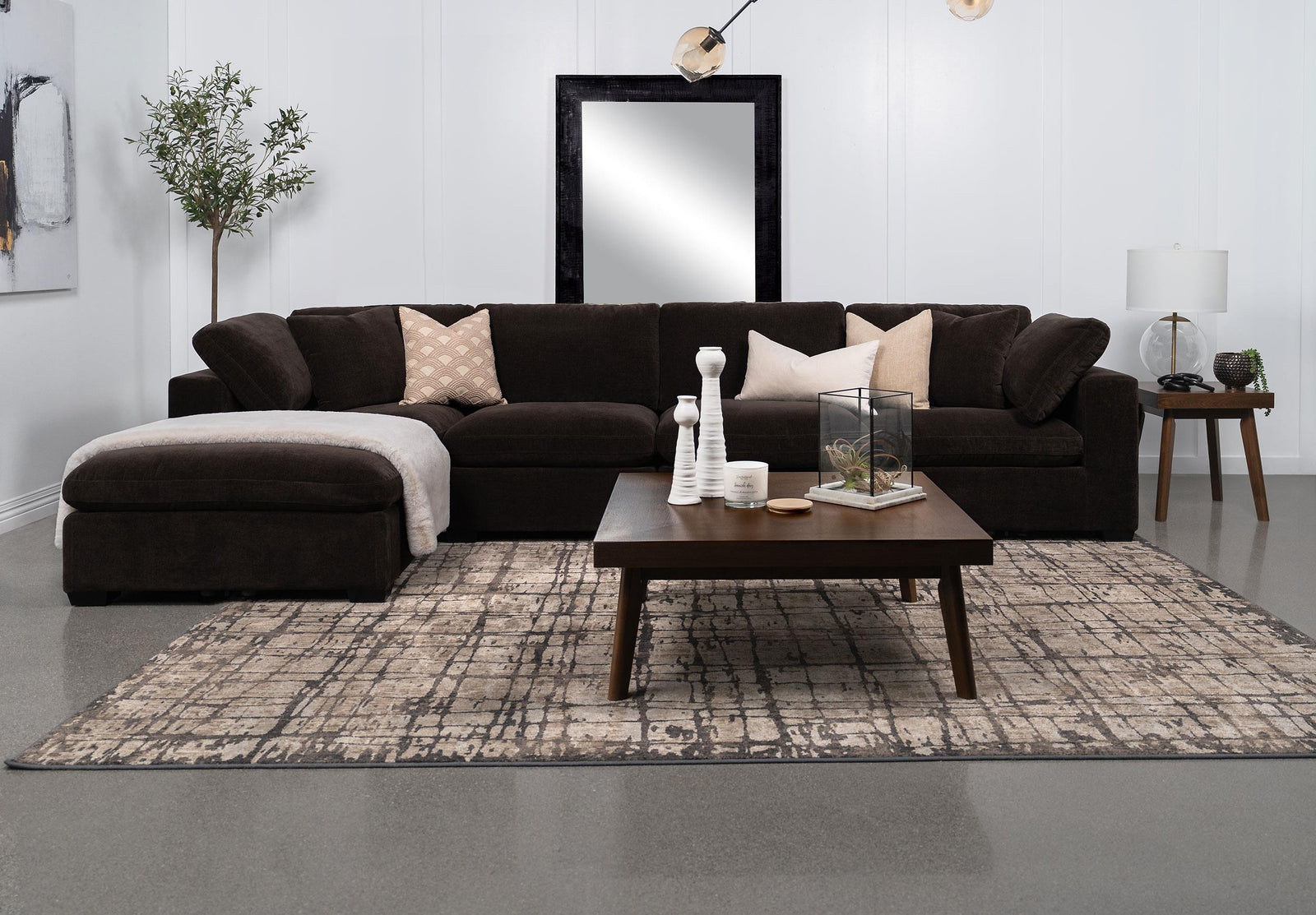 Lakeview 5-piece Upholstered Modular Sectional Chocolate 551464-SETB - Ella Furniture