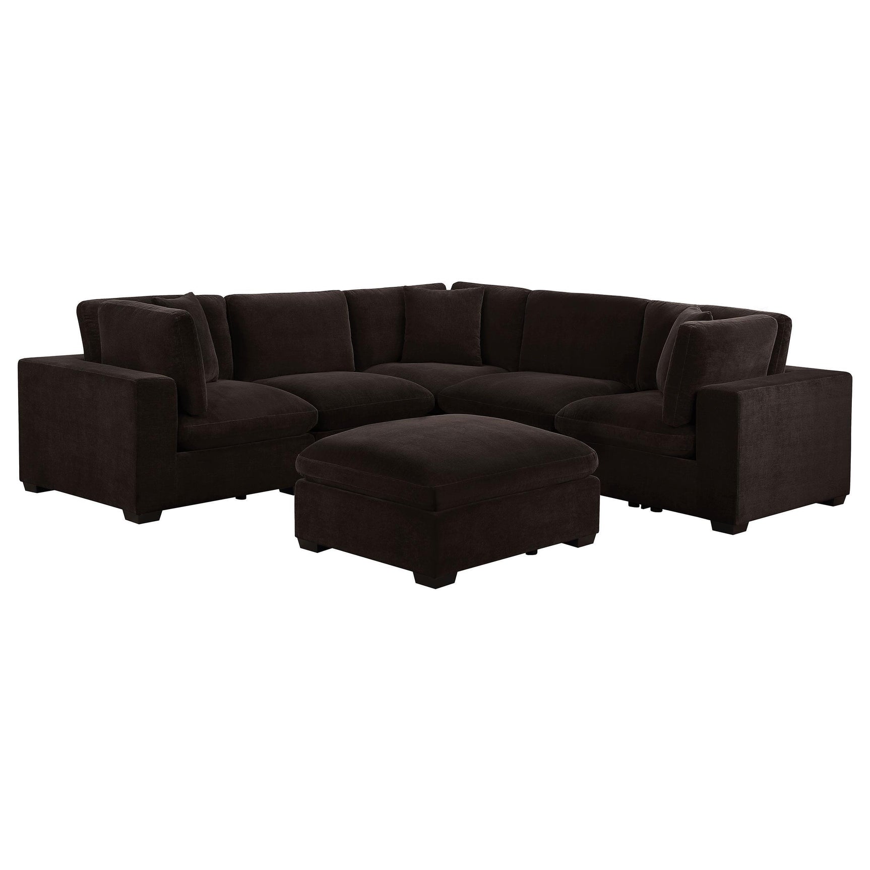 Lakeview 5-piece Upholstered Modular Sectional Chocolate 551464-SETB - Ella Furniture