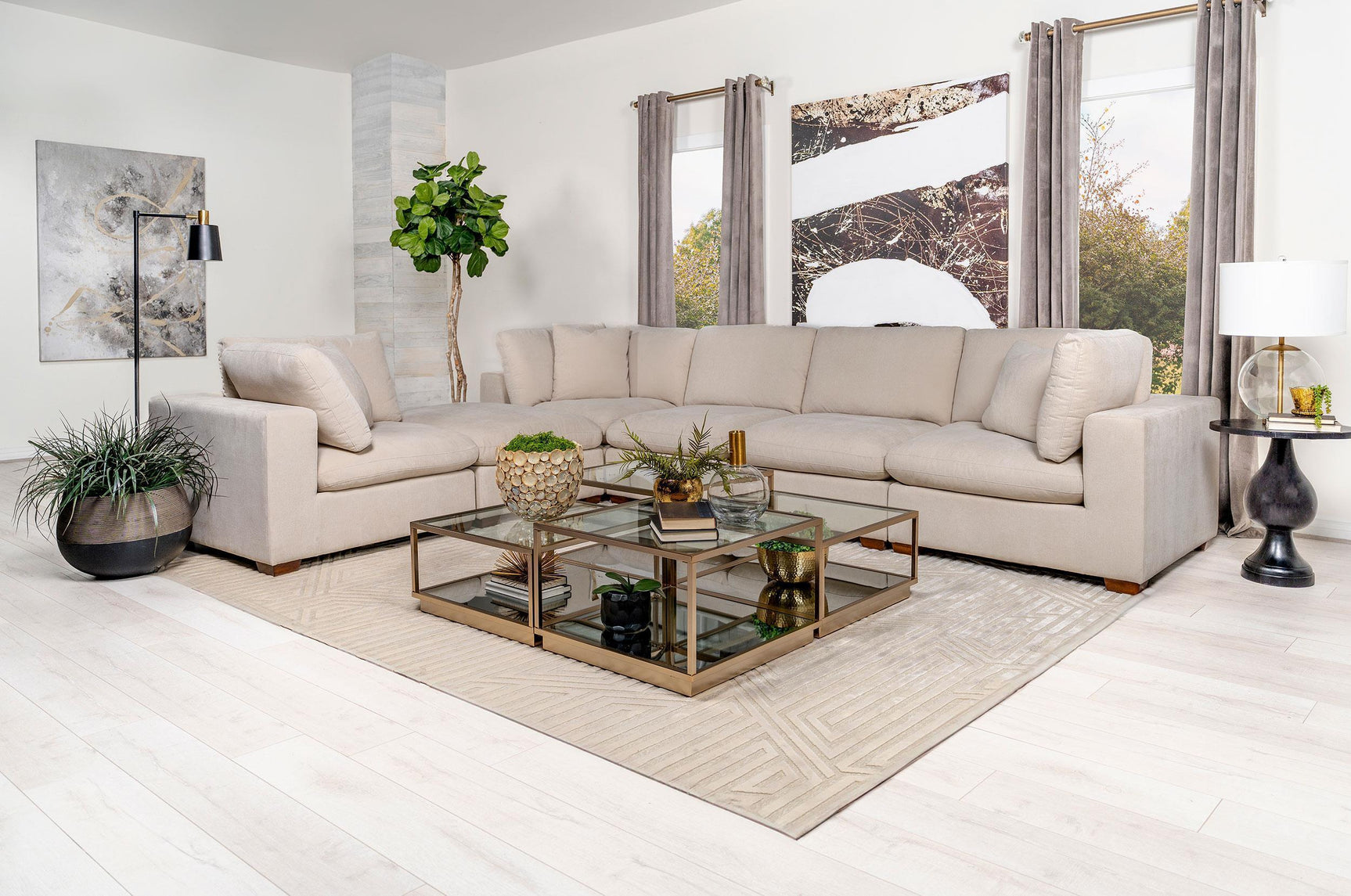 Lakeview 6-piece Upholstered Modular Sectional Sofa Ivory 551461-SET - Ella Furniture