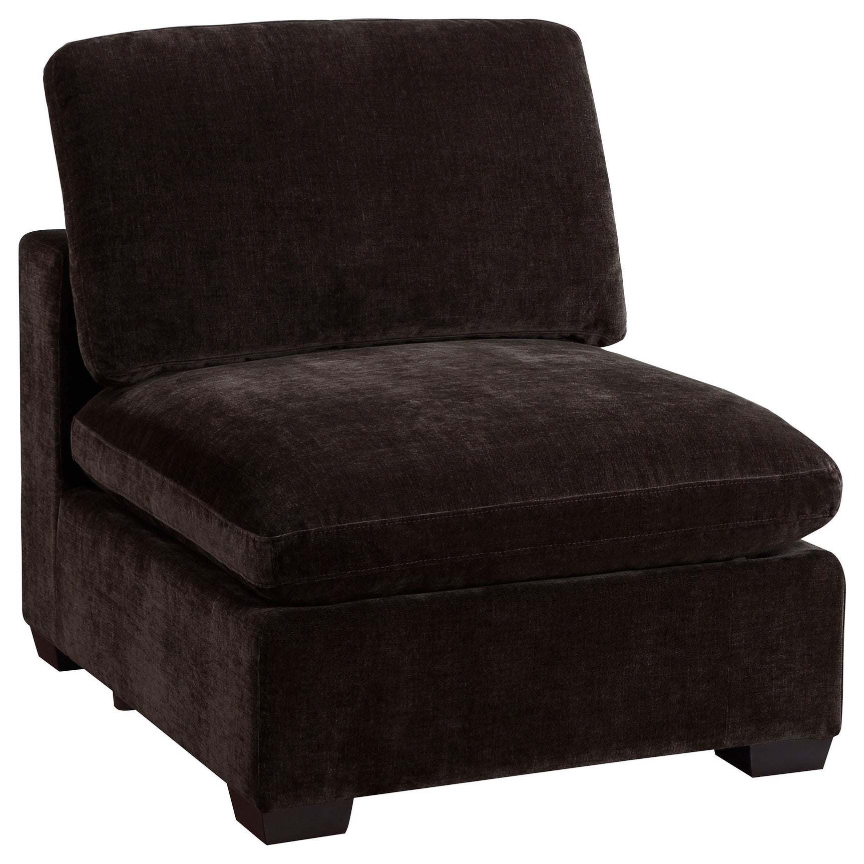 Lakeview Upholstered Armless Chair Dark Chocolate 551464 - Ella Furniture