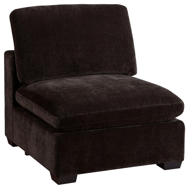 Lakeview Upholstered Armless Chair Dark Chocolate 551464 - Ella Furniture