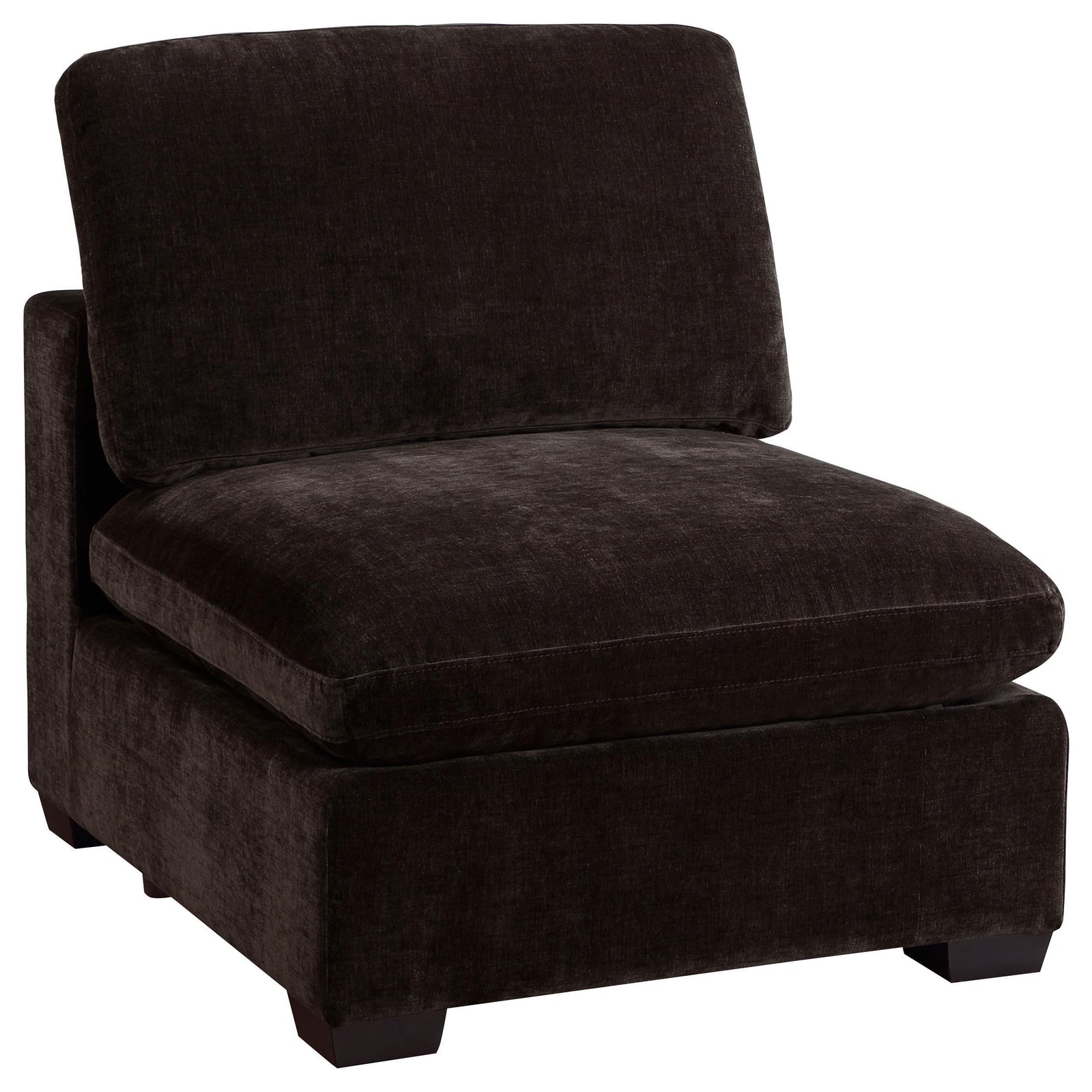 Lakeview Upholstered Armless Chair Dark Chocolate 551464 - Ella Furniture