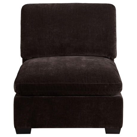 Lakeview Upholstered Armless Chair Dark Chocolate 551464 - Ella Furniture