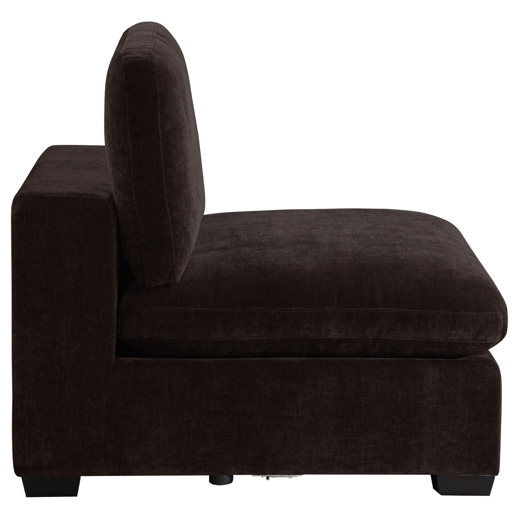 Lakeview Upholstered Armless Chair Dark Chocolate 551464 - Ella Furniture