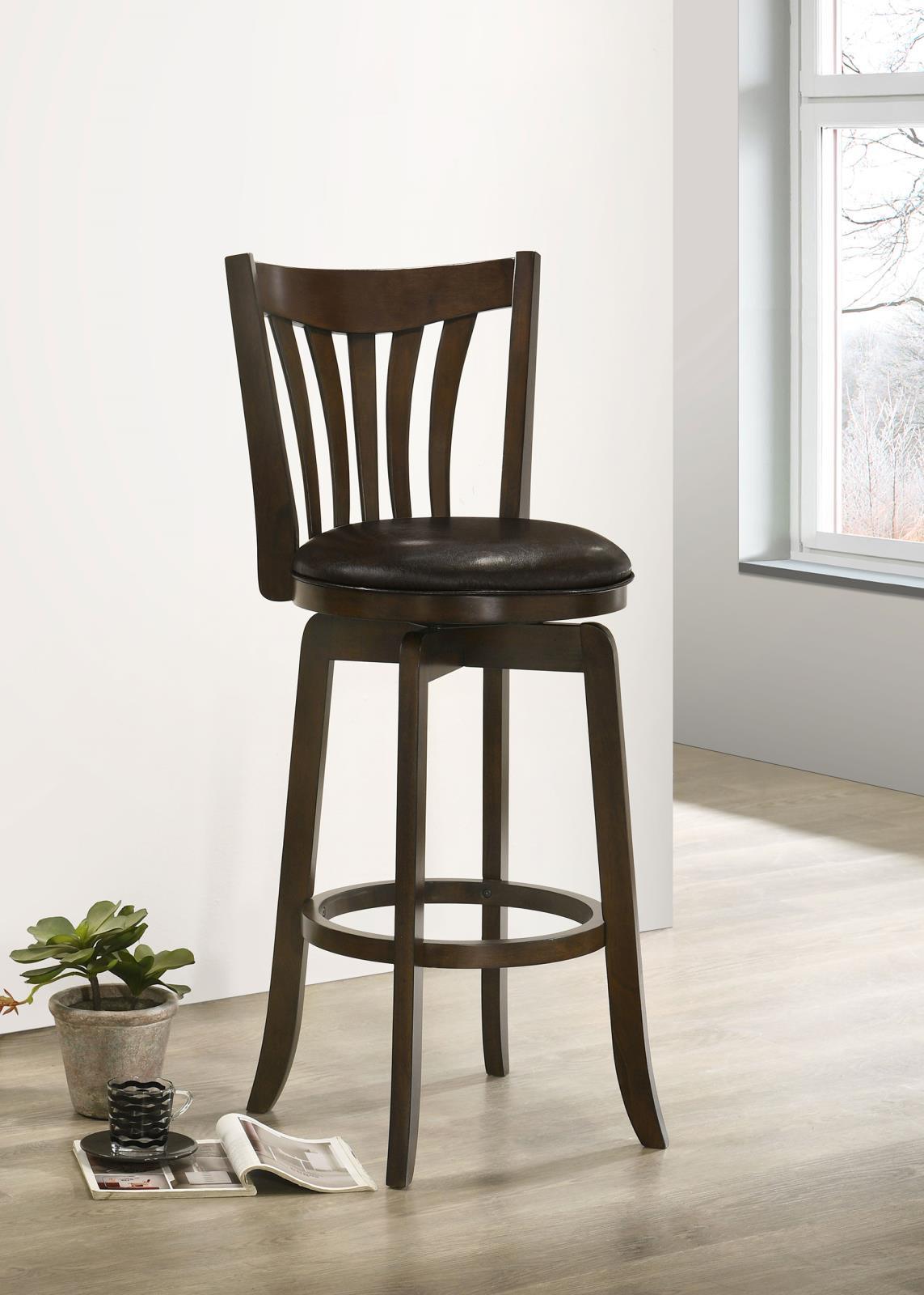 Lambert Pub Height Swivel Bar Stool With Upholstered Seat Dark Cherry 182509 - Ella Furniture