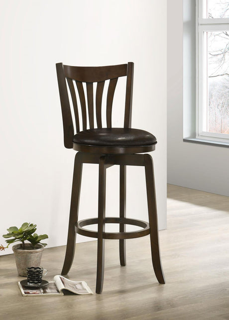 Lambert Pub Height Swivel Bar Stool With Upholstered Seat Dark Cherry 182509 - Ella Furniture