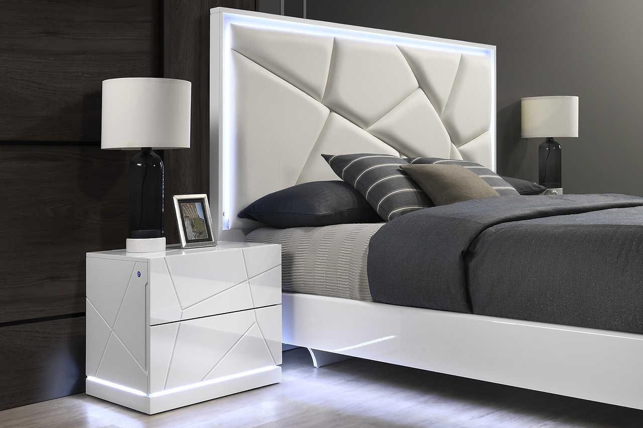 Lana White LED Nightstand - Ella Furniture