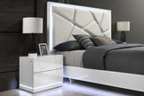 Lana White LED Upholstered King Bed - Ella Furniture
