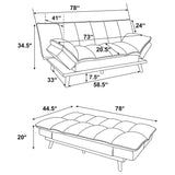 Laredo Upholstered Tufted Convertible Sofa Bed Light Grey 360017 - Ella Furniture