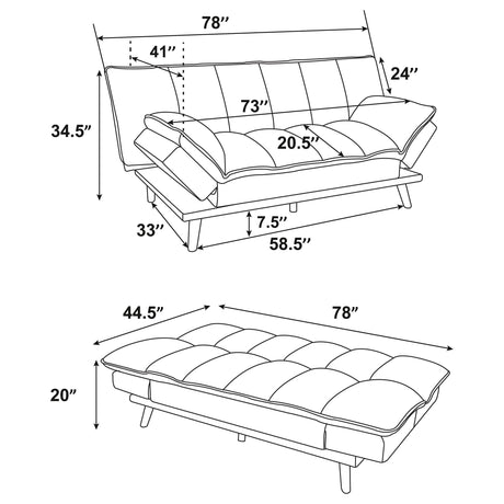 Laredo Upholstered Tufted Convertible Sofa Bed Light Grey 360017 - Ella Furniture