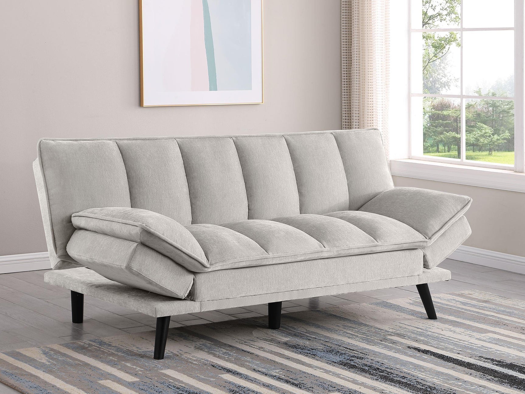 Laredo Upholstered Tufted Convertible Sofa Bed Light Grey 360017 - Ella Furniture