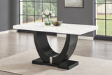 Larry 7-Piece Counter-Height Dining Set with White Marble-Look Table and Black Velvet Stools view 3