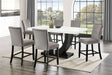 Larry 7-Piece Counter-Height Dining Set with White Marble-Look Table and Grey Velvet Stools from Ella Furniture
