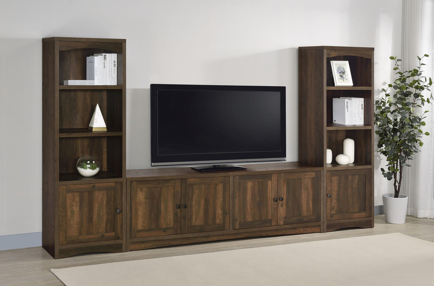 Laughlin 3-shelf Engineered Wood Media Tower Dark Pine 724124 - Ella Furniture