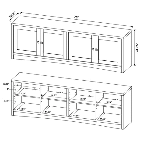 Laughlin 4-door Engineered Wood 78" TV Stand Dark Pine 724123 - Ella Furniture