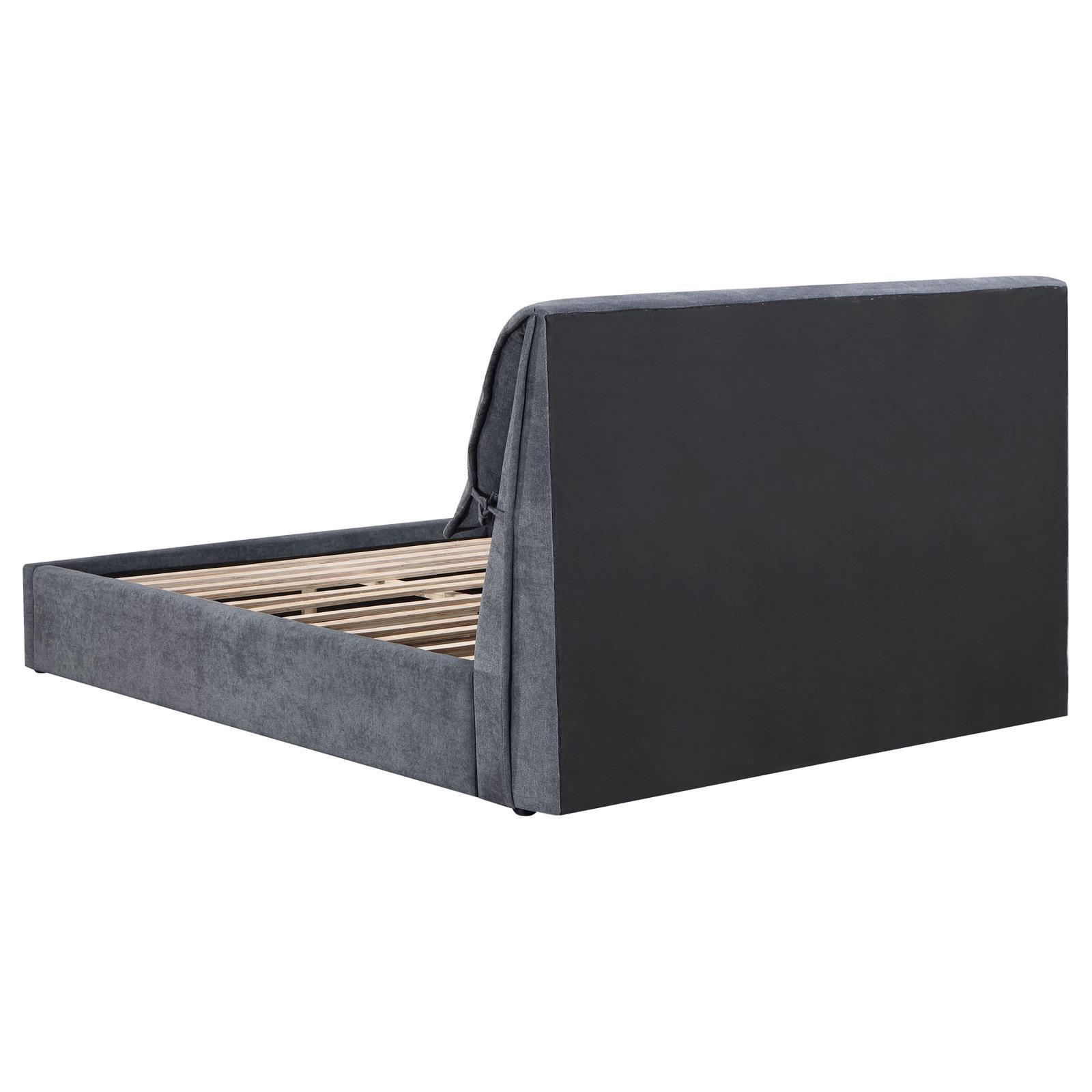 Laurel Upholstered Eastern King Platform Bed With Pillow Headboard Charcoal Grey 306041Ke - Ella Furniture