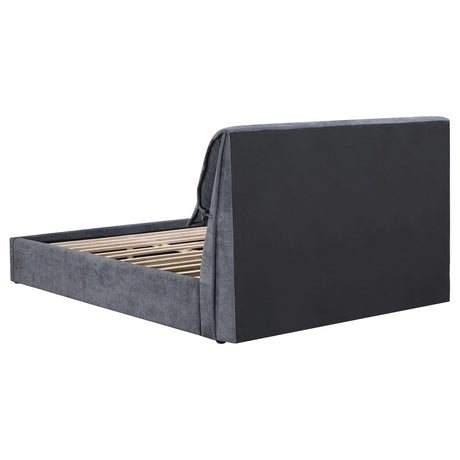 Laurel Upholstered Eastern King Platform Bed With Pillow Headboard Charcoal Grey 306041Ke - Ella Furniture