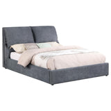 Laurel Upholstered Queen Platform Bed With Pillow Headboard Charcoal Grey 306041Q - Ella Furniture