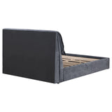 Laurel Upholstered Queen Platform Bed With Pillow Headboard Charcoal Grey 306041Q - Ella Furniture