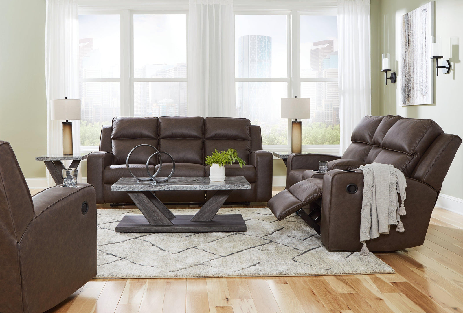 Lavenhorne Granite Sofa, Loveseat And Recliner - Ella Furniture