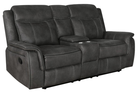 Lawrence Lawrence 2-piece Upholstered Reclining Sofa Set Charcoal 603504-S2 - Ella Furniture