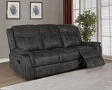 Lawrence Lawrence 3-piece Upholstered Reclining Sofa Set Charcoal 603504-S3 - Ella Furniture