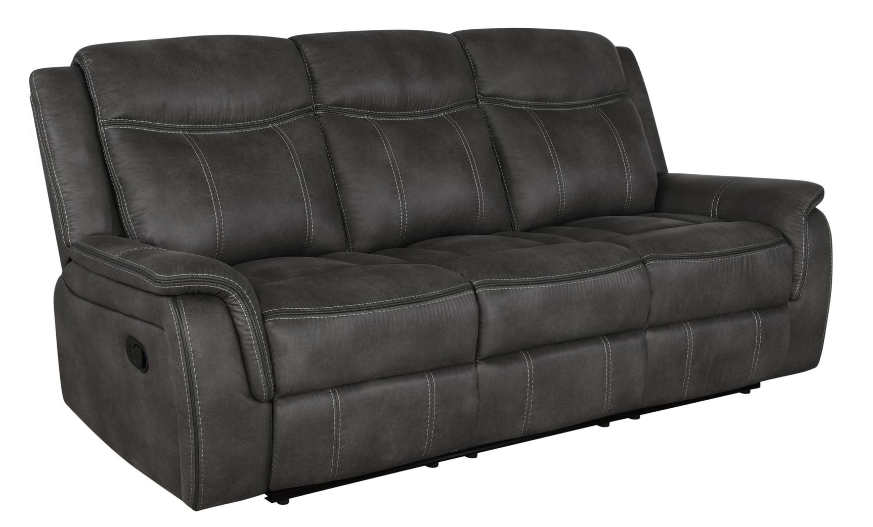 Lawrence Lawrence 3-piece Upholstered Reclining Sofa Set Charcoal 603504-S3 - Ella Furniture