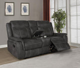 Lawrence Lawrence 3-piece Upholstered Reclining Sofa Set Charcoal 603504-S3 - Ella Furniture