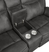 Lawrence Lawrence 3-piece Upholstered Reclining Sofa Set Charcoal 603504-S3 - Ella Furniture