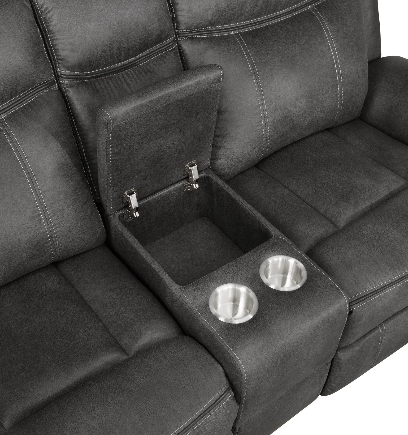 Lawrence Lawrence 3-piece Upholstered Reclining Sofa Set Charcoal 603504-S3 - Ella Furniture