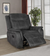Lawrence Lawrence 3-piece Upholstered Reclining Sofa Set Charcoal 603504-S3 - Ella Furniture