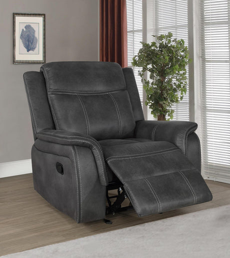 Lawrence Lawrence 3-piece Upholstered Reclining Sofa Set Charcoal 603504-S3 - Ella Furniture